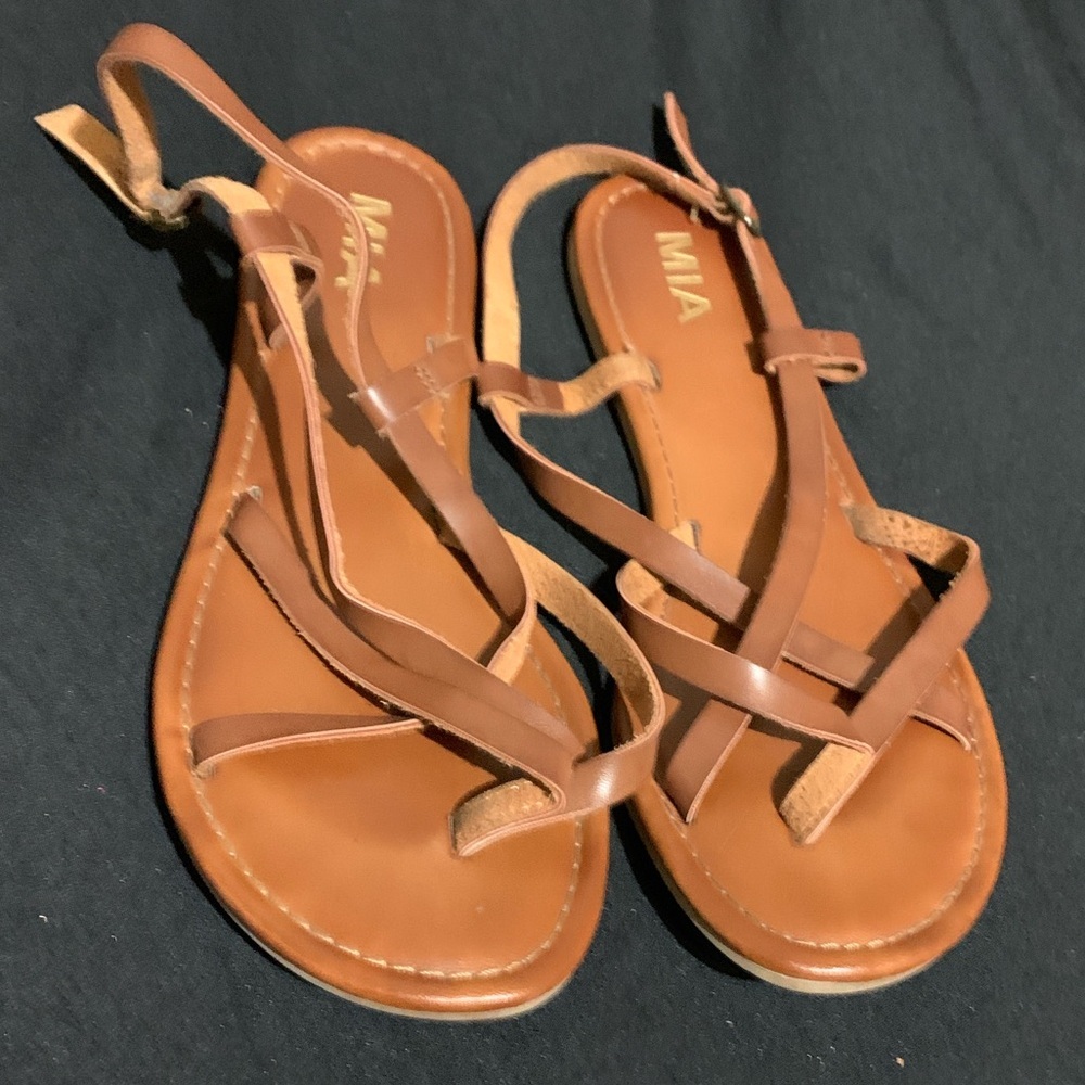 MIA  Leather Strappy Slingback Sandals